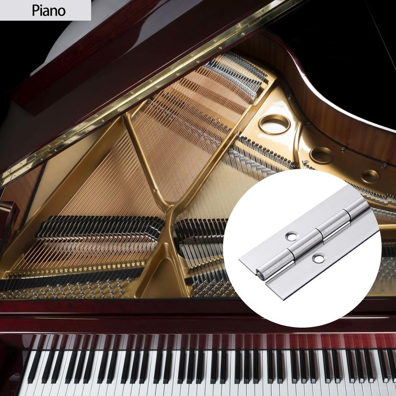 GRRONZEE 2 Pack Heavy Duty Piano Hinge 20 Inch x 2 Inch, 0.060'' Thick Stainless Steel Piano Hinge with Holes, 20" Continuous Hinges for Cabinet Doors DIY Wood Boxes Furniture Industrial Project - Image 5